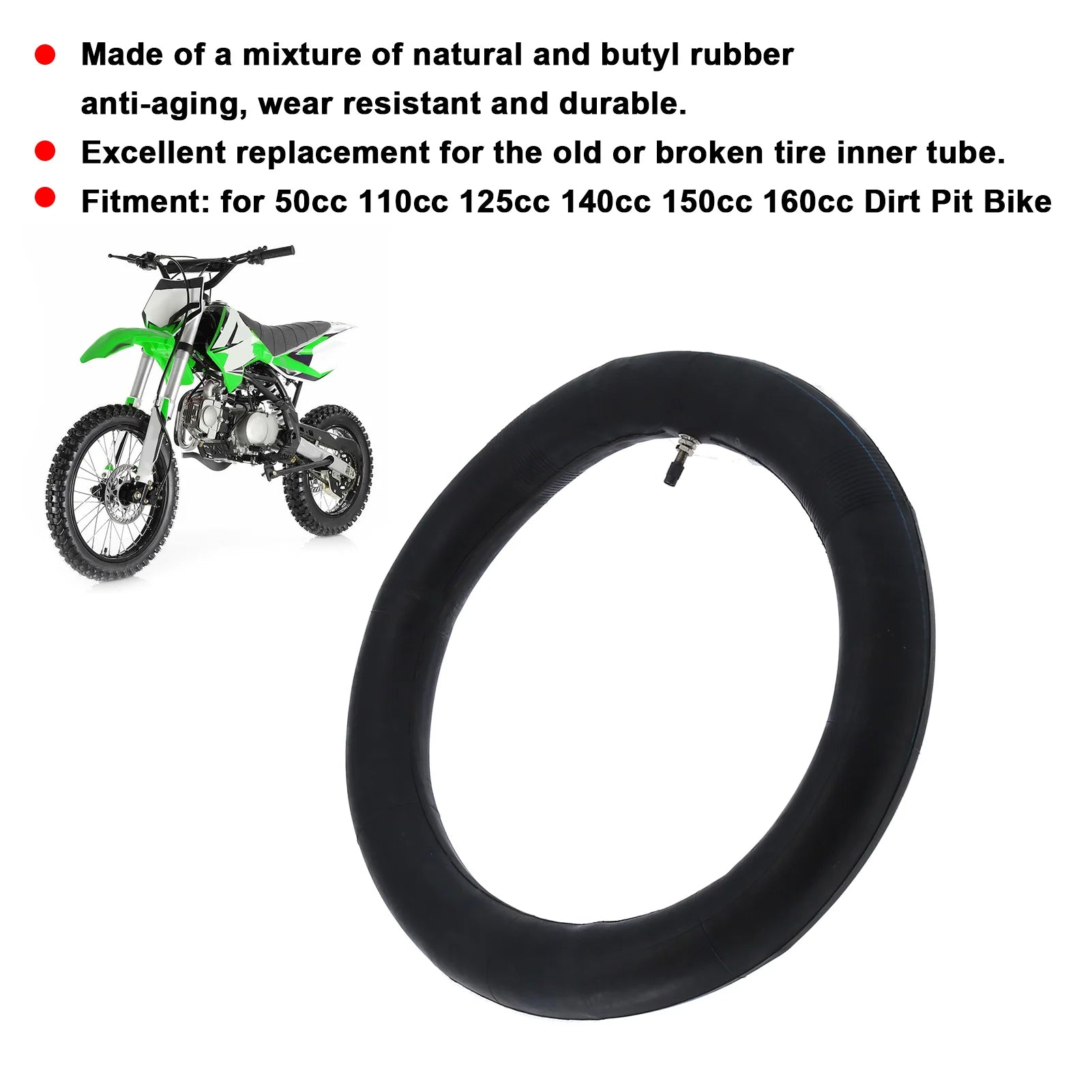 Rubber Tire Inner Tube 2.5/2.75-14 60/100-14 for 50cc 110cc 125cc 140cc 150cc 160cc Dirt Pit Bike 2.5‑14 Inner Tube Inner Tube Qme