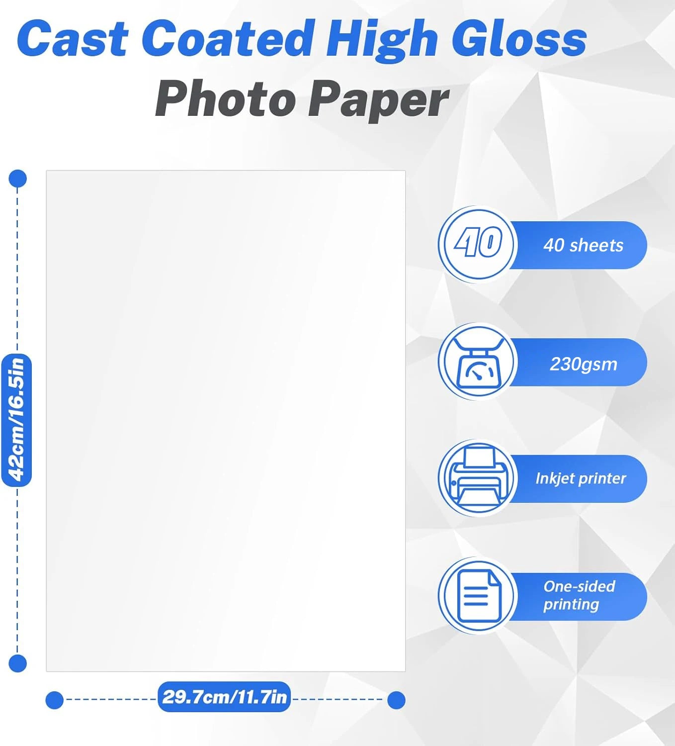 A3 Photo Paper, Waterproof Glossy for Photo Paper，Waterproof Embossed Card Paper Inkjet Photo Paper Qme