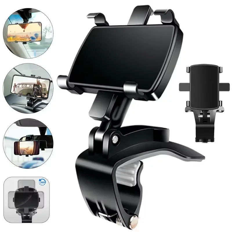 360 Rotation Dash Board Car Mobile Phone Holder Easy Clip Mount Stand Universal GPS Navigation Bracket Portable Car Phone Stand Qme