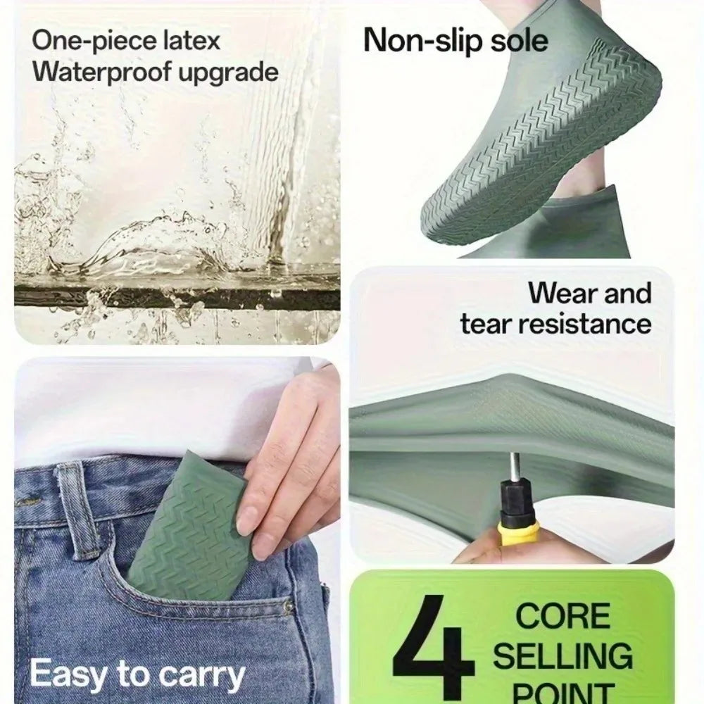 1Pair Outdoor Non-slip Latex Waterproof Shoe Covers Thick Qme