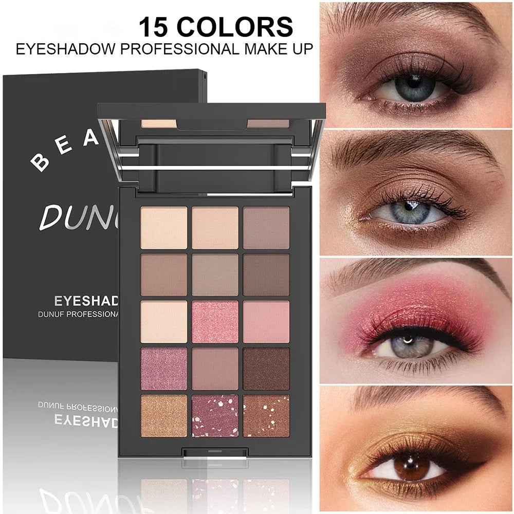 15-Grid Red Eyeshadow Palette Purple Glitter Pearlescent Matte Eye Shadow Shimmer Makeup Long Lasting Women Beauty Eye Cosmetics Qme