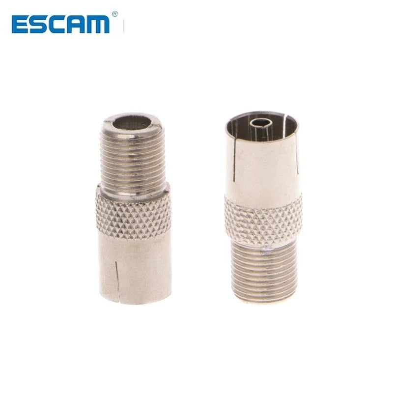 ESCAM 10pcs F female Plug to PAL Female Jack Straight RF coaxial adapter F-type connector TV Qme