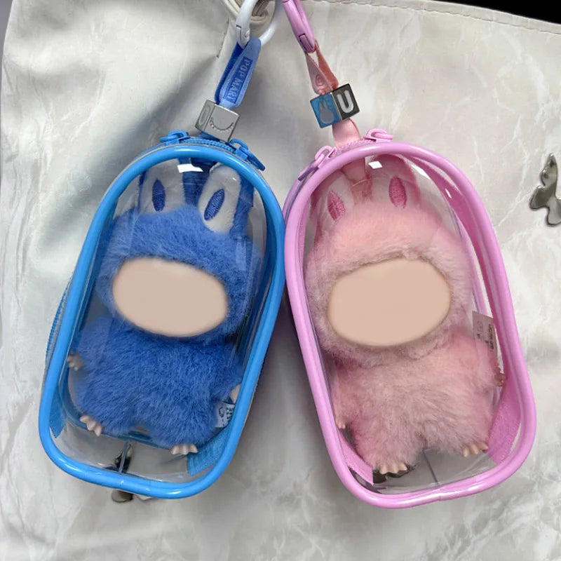 Suitable for 10cm stretch cloth and plush toy protective cover, with transparent strap hanging PVC display bag Qme