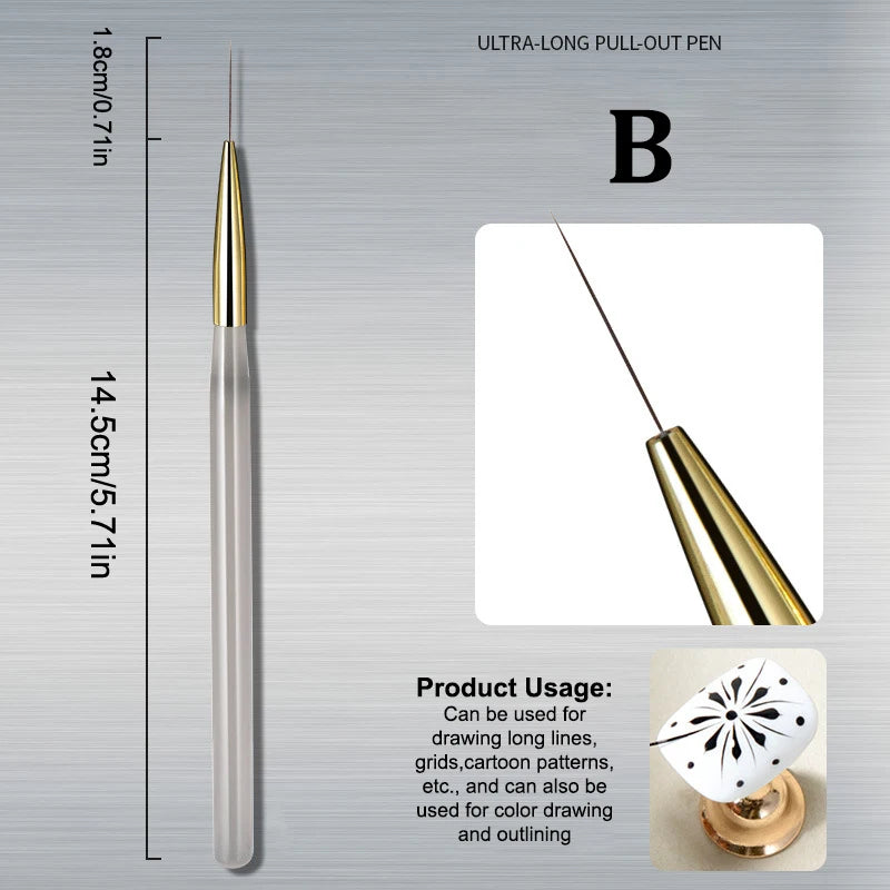 DIY Design Manicure Nail Art Painting Brush Acrylic Lines Pen Stripes Qme B