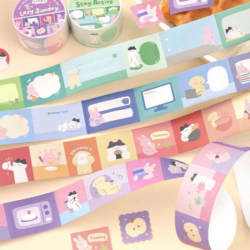 200cm/Roll INS Masking Tapes Cute cartoon pattern Decorative Label Stickers for Journal Scrapbooking Diary Album Stationery Tape Qme