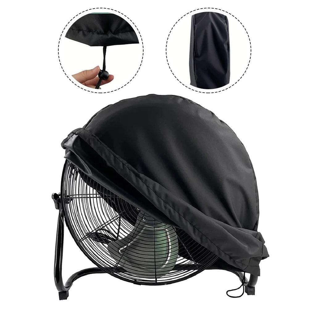 1pcs 210D Oxford Cloth Foldable Industrial Electric Fan Cover Fan Cover Sun Protection Dust Cover 61x19x61cm Black Qme