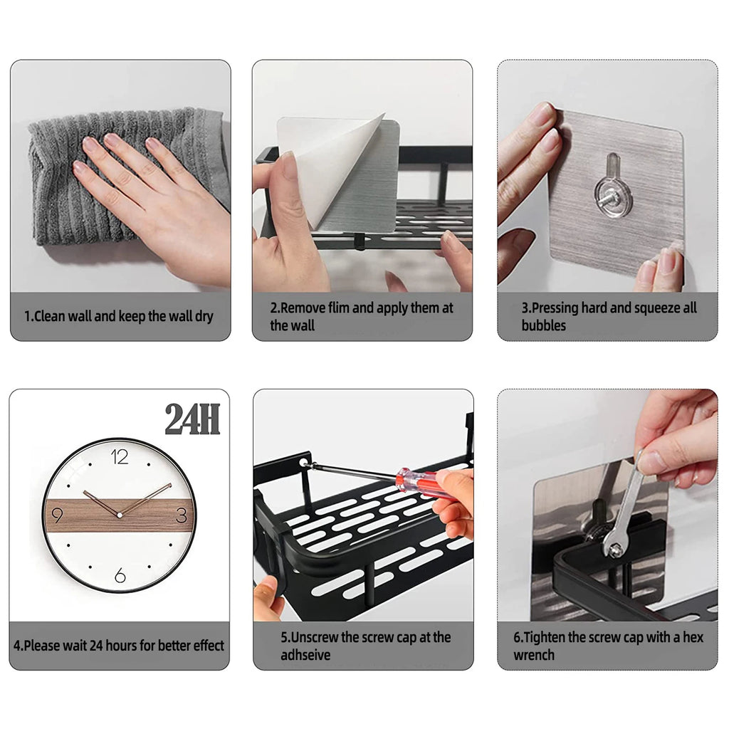 Wall Hanging Corner Rectangular Rack Bathroom Shelf Towel Rack Shelves Wall Shower Shampoo Rack No Drill Shelf Tripod Qme