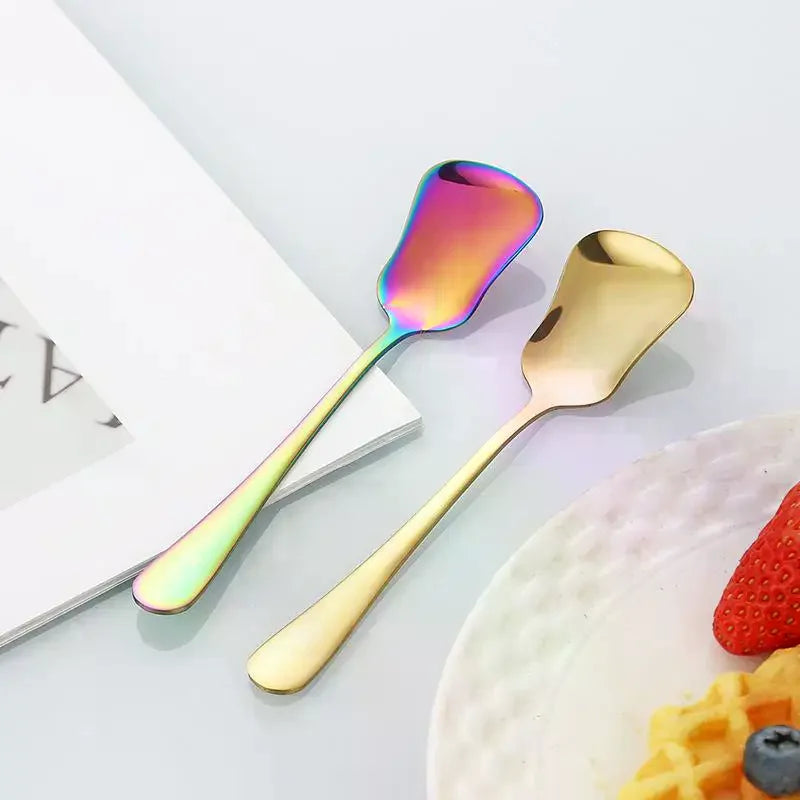 Dessert Spoon Stainless Steel Stirring Spoons Gourd Spoon Cake Salad Spoon Luxury Tableware Gift Small Spoon Qme