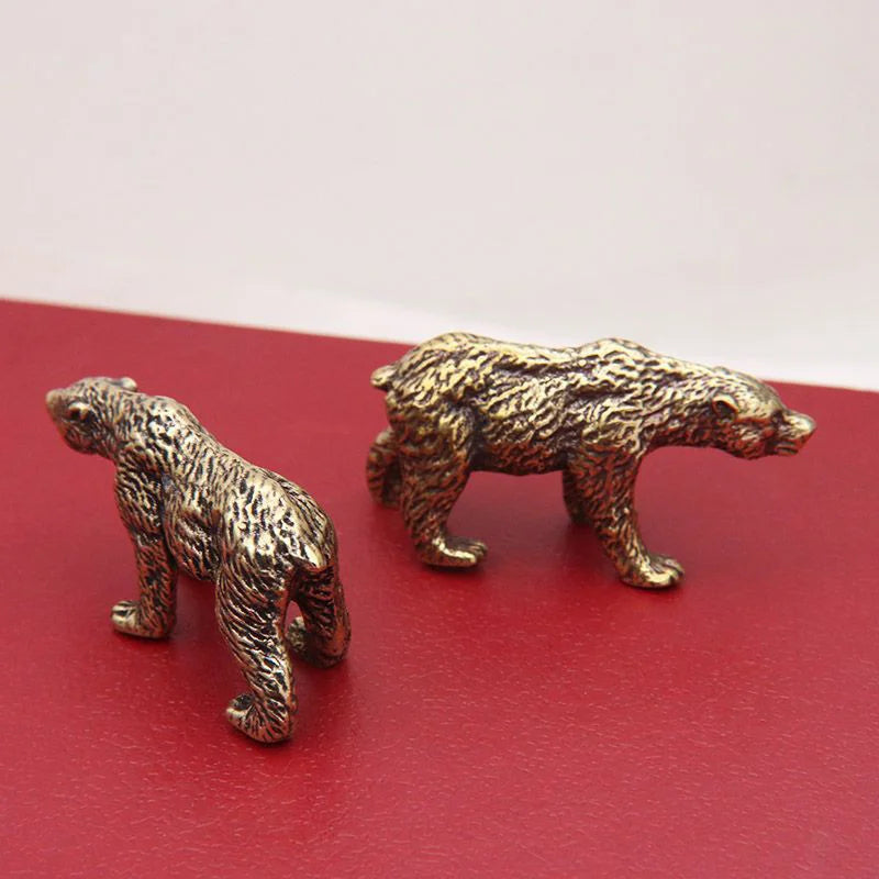 Brass Cute Small Bear Statue Office Desk Ornaments Decorations Crafts Collections Animal Figurines Miniatures Children Toy Gifts Qme