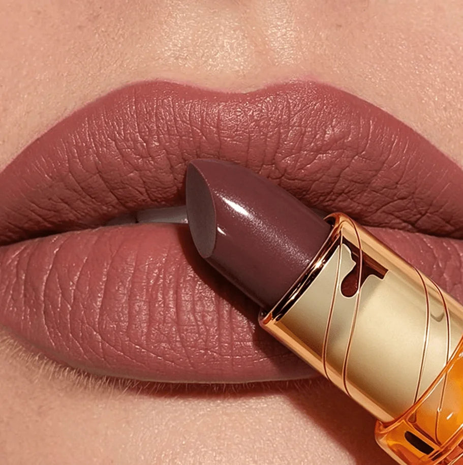 JUJU DREAM Luxury Amber Gold Tube Glossy Lipstick Hydrating Silky Qme