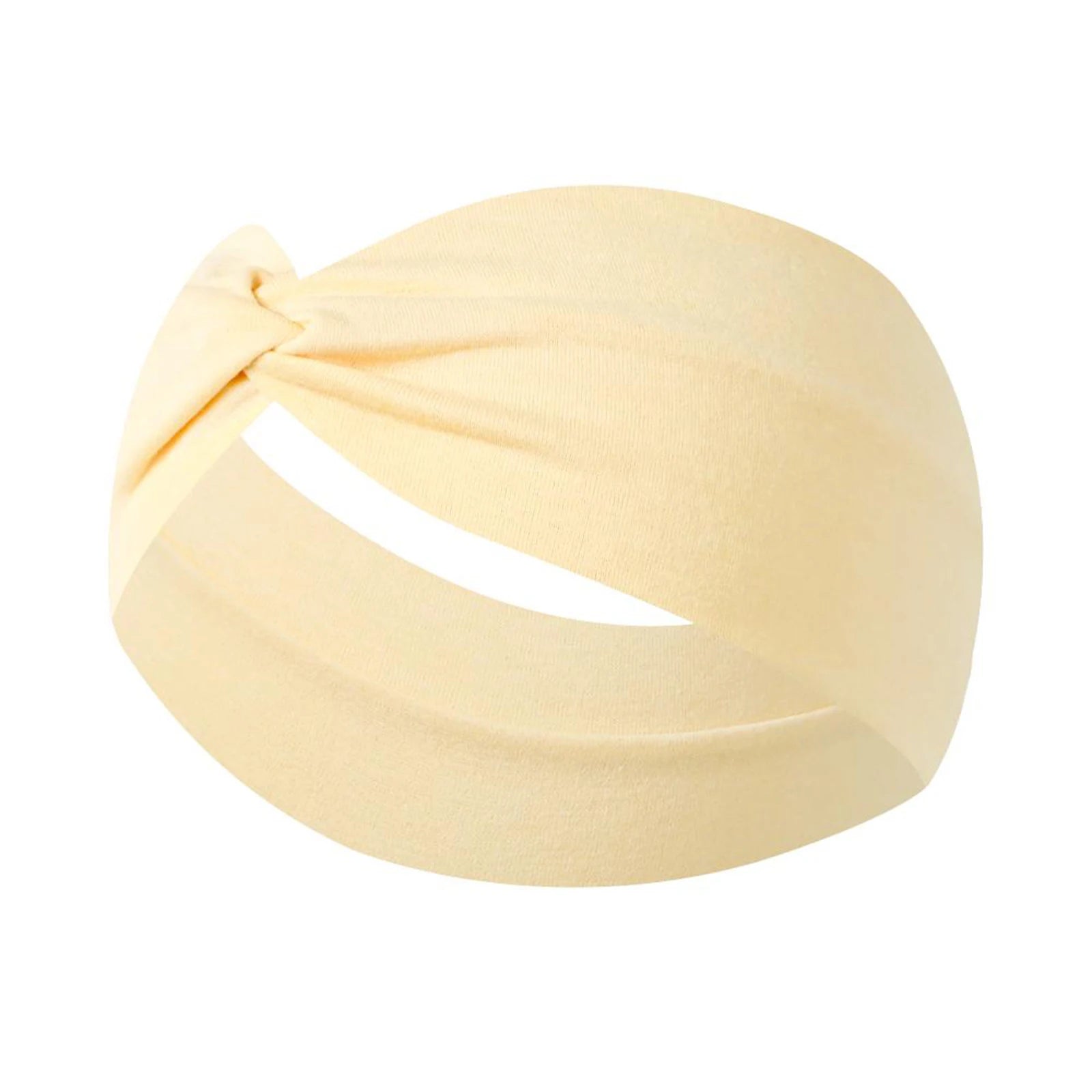 Unisex High Elastic Running Fitness Headband for Sports Yoga Solid Sweatproof Elastic Cotton Headscarf Wash Face Shower Supplies Qme Beige