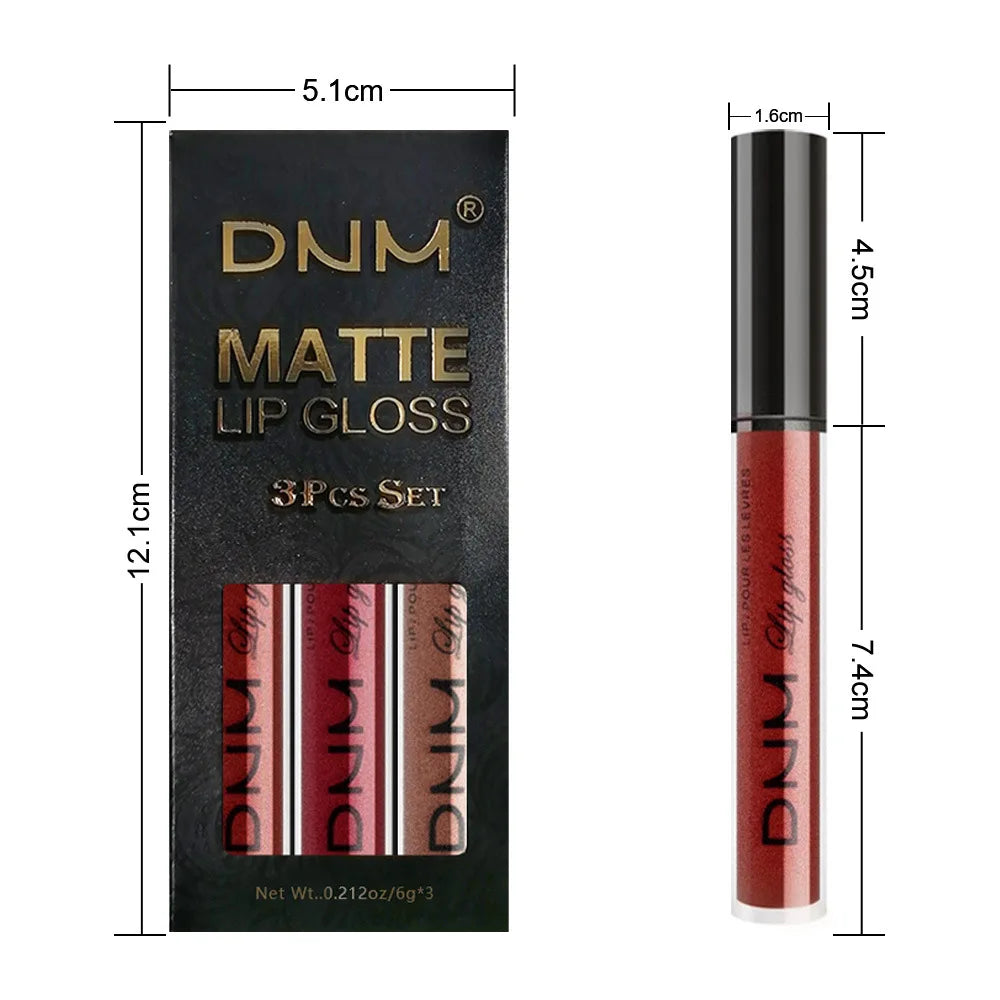 3pcs/set Liquid Lipsticks Waterproof Long Lasting Cosmetic Red Blue Purple Matte Lip Gloss Nude Lip Tint Stain Makeup Qme