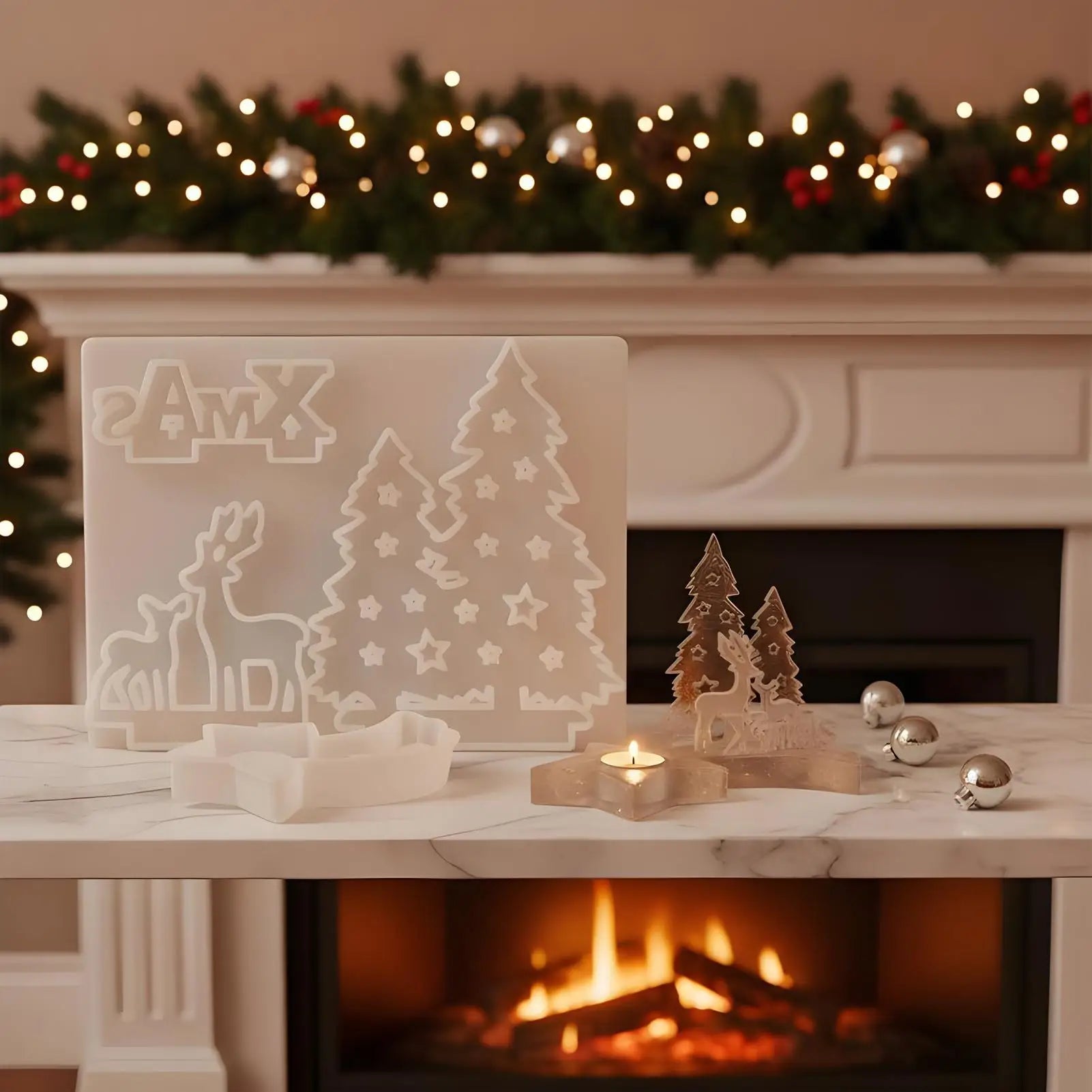 Christmas Silicone Molds Easy Release Flexible Casting Moulds Christmas Tea Light Candle Holder Silicone Molds For Wax Plaster Qme