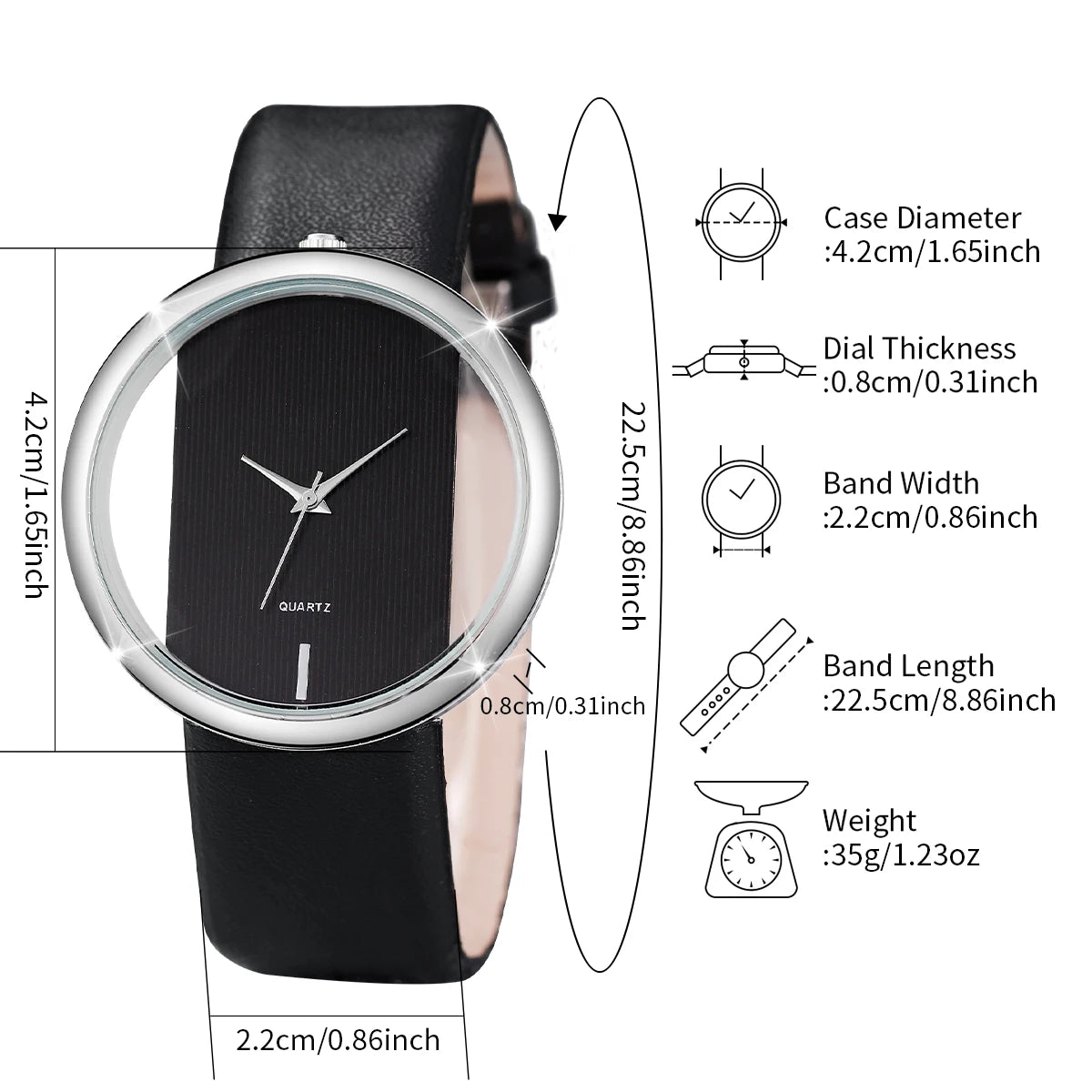 2 Pçs/set Relógios Femininos Moda Hollow-out Dial Pulseira de Couro Relógios de Quartzo Conjunto de Pulseira de Pérola Qme