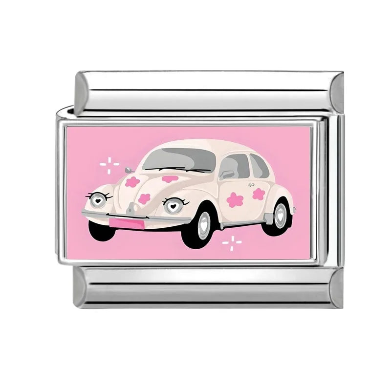 Vintage Car Fashion Classic Car Sport Car Colorful Italian Charms Fit 9mm Stainless Steel Women Bracelet DIY Jewelry Gift 2026 Qme Style 10