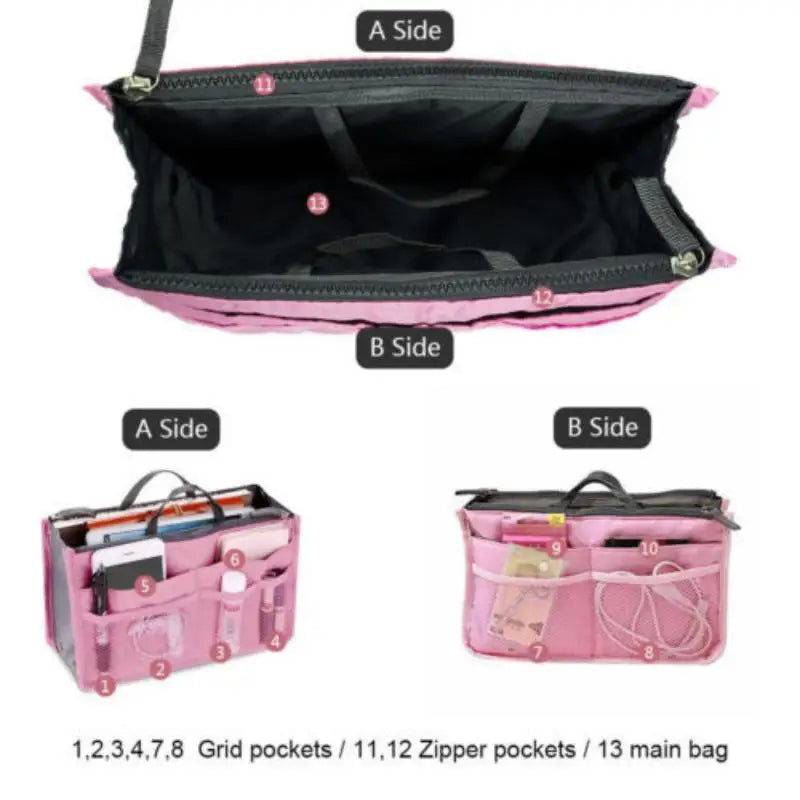 Multifunctional Bi-fold Storage Bag Double Zipper Large Capacity Storage Arrangement Makeup Toiletries Classification Bag Qme