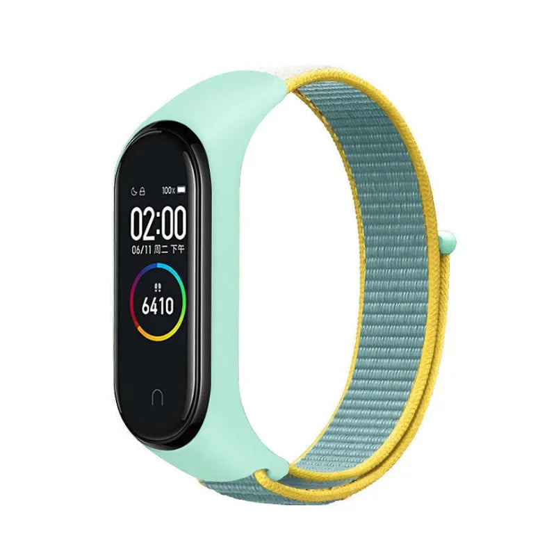 A Durable Nylon Loop Watch Strap with Freely Adjustable Velcro for Xiaomi Mi Band Fashionable Replacement Wrist Band Accessory Qme