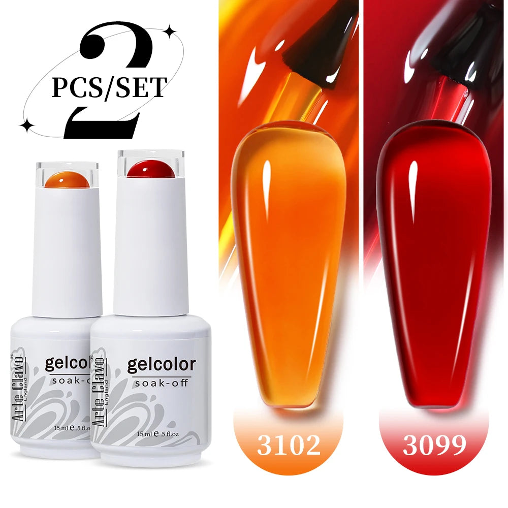 Arte Clavo Jelly Nail Gel Polish Supplies Purple Pink Red Blue Green