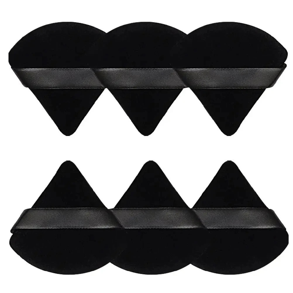 2Pcs Triangle Powder Puff Face Makeup Sponge Soft Velvet Cosmetic Puff Blender Beauty Foundation Sponge Make Up Accessories Qme 6pcs-Black