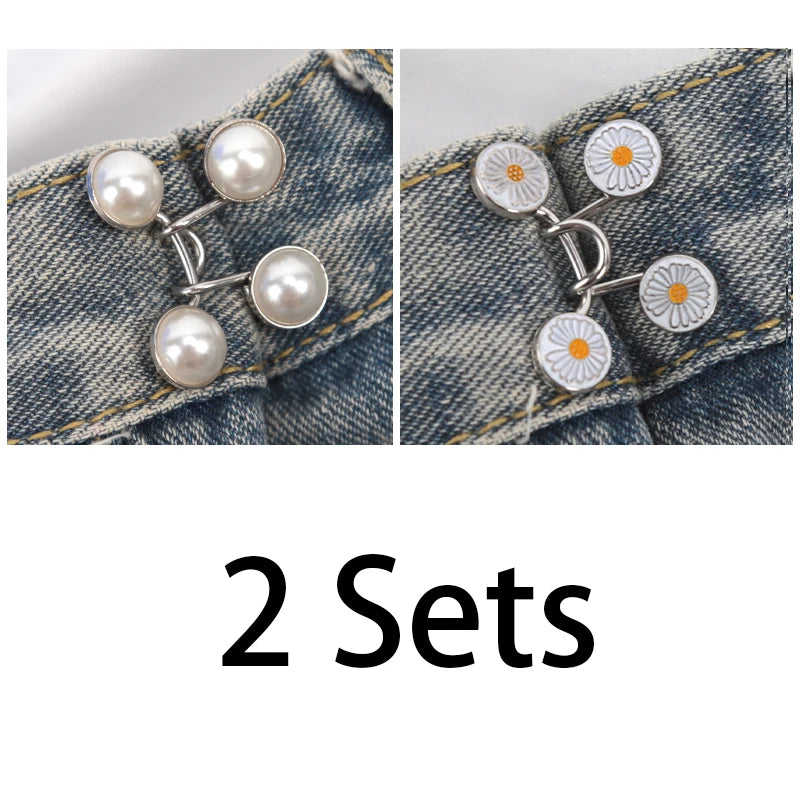 Cute Nail-free Metal Jeans Button Adjustable Waist Buckle Jean Pins Qme A10