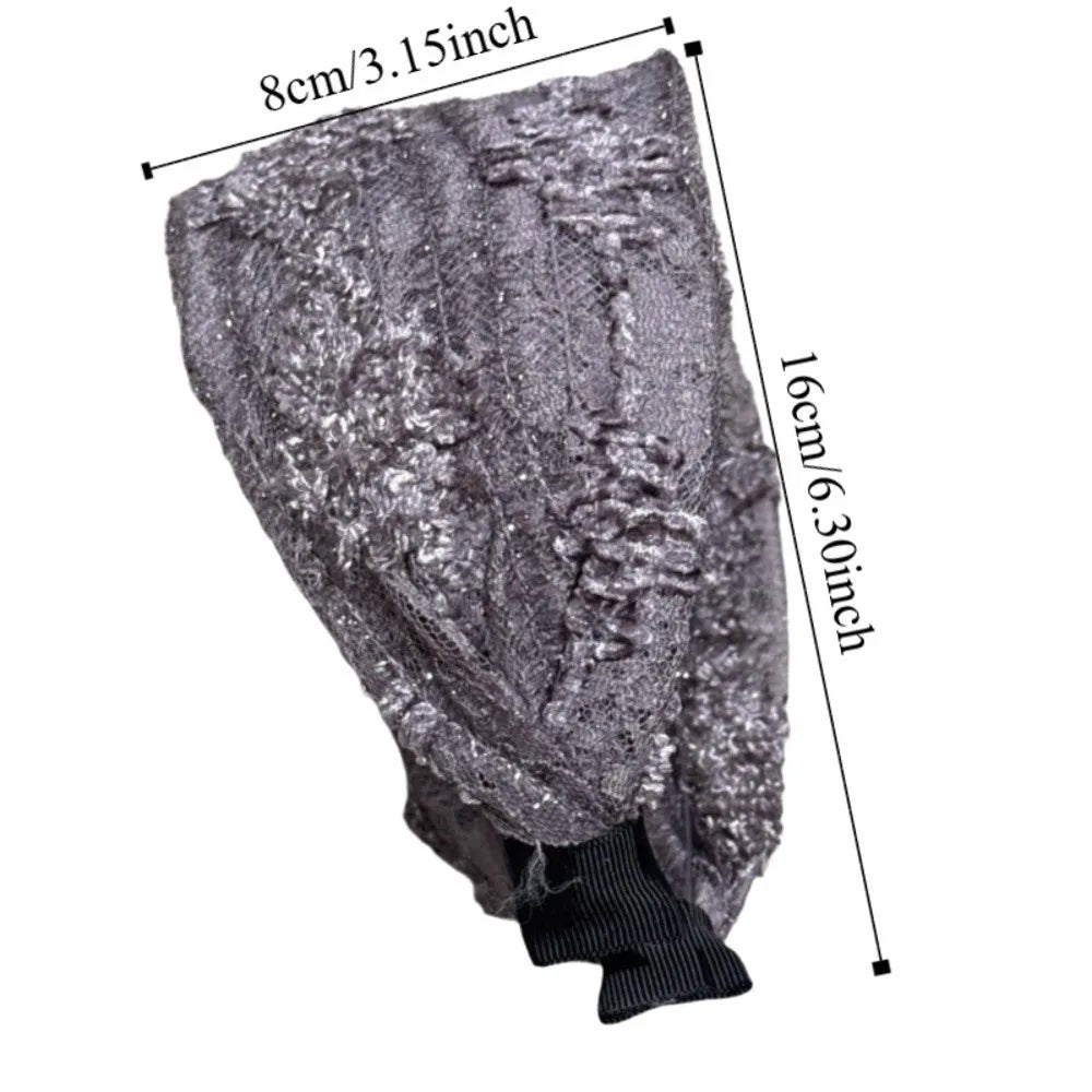 Trendy Retro Wash Face Lace Cloth Wide Edge Headband Female Hair Hoop Qme