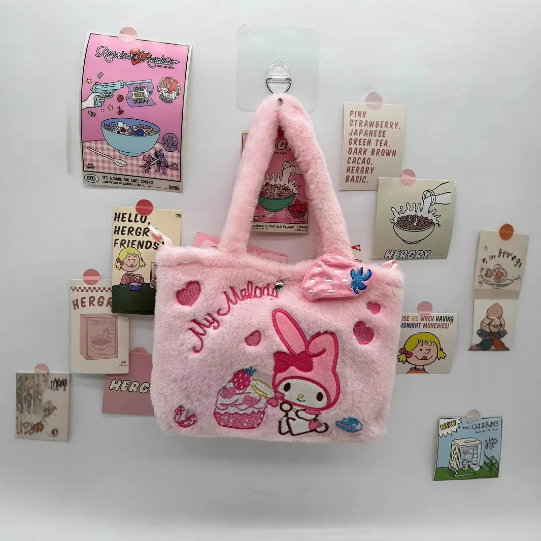 Cute Cartoon Plush Bag Handbag Single Shoulder Crossbody Soft Stuffed Qme Melody M