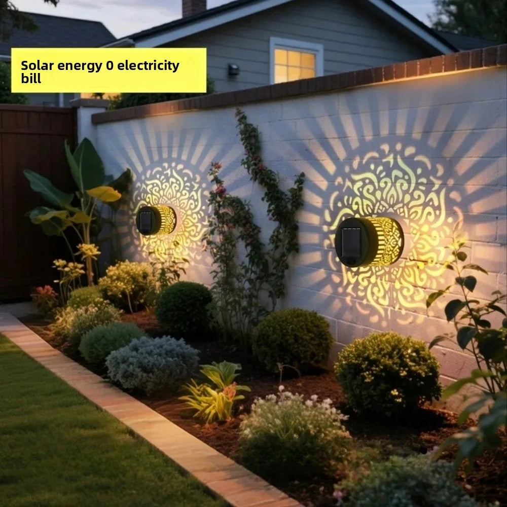 Solar Charged Outdoor Metal Fence Wall Light Waterproof Soft Glow Sconce Decor For Patio Stair Backyard Festival Ornaments Qme