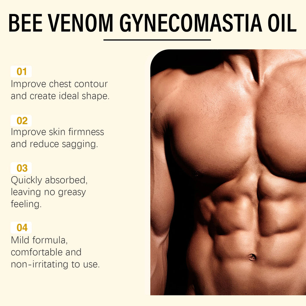 Bee Venom Men's Chest Massage Oil Firming Nourishing Care for Chest Contouring Tightening Elasticity Oil Men's Chest Skin Care Qme