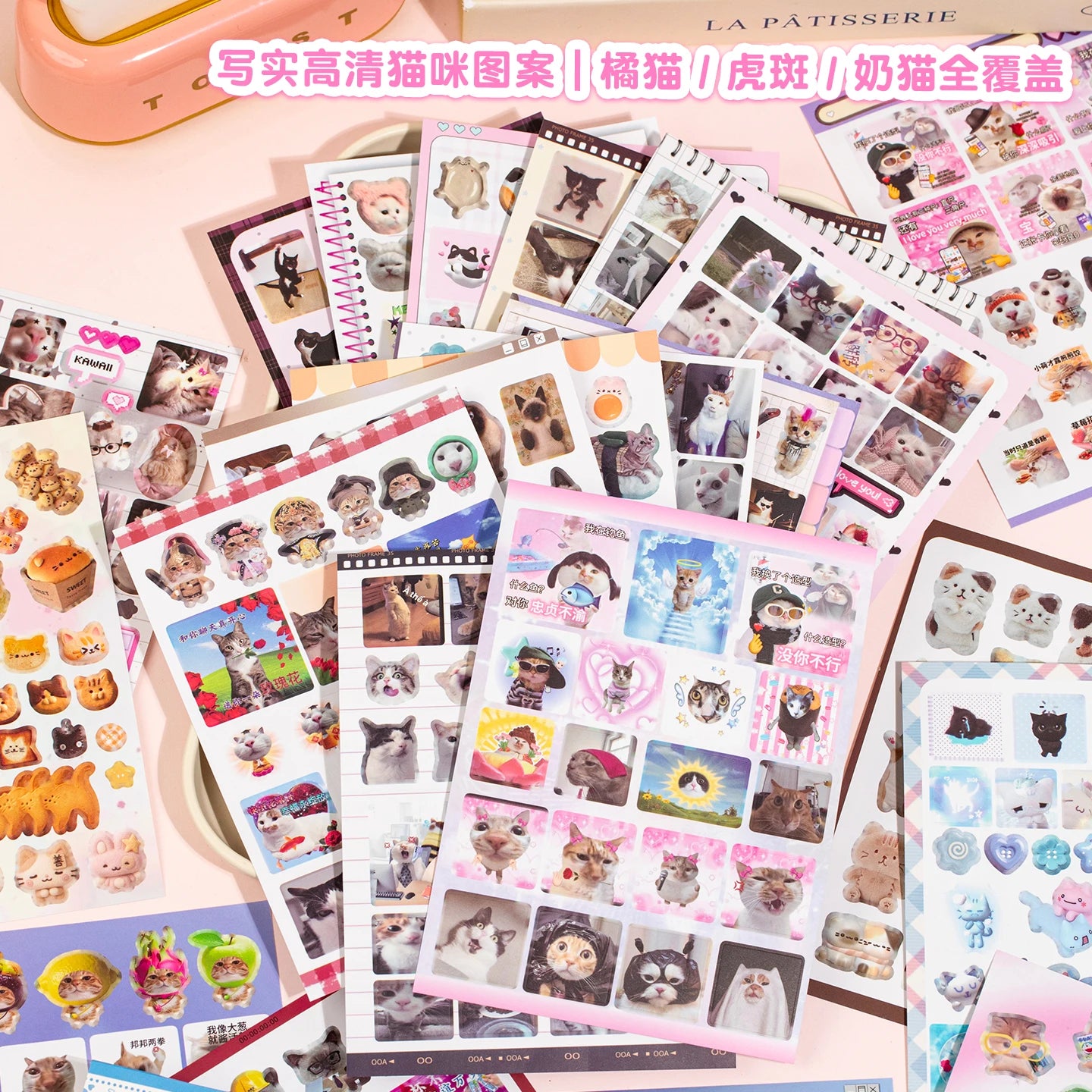 20/40Pcs Cat Daily Series Cute PET Die Cut Stickers Book for Handmade Scrapbooking Japanese Stationery Supplies Decorative Diary Qme