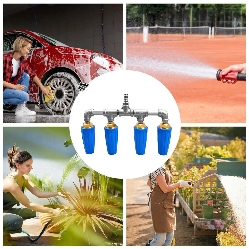High Pressure Hose Nozzle Quad Ergonomic Stainless Steel Washer Quick Connect Garden Hose Nozzle For Car Washing Watering Qme