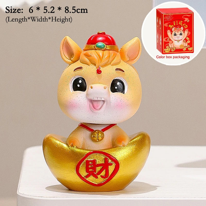 2026 Cute Year Of The Horse Ornament Lucky New Year Horse Toy DIY Desktop Decoration Car Ornament Pony Decor New Year Gift Qme A30