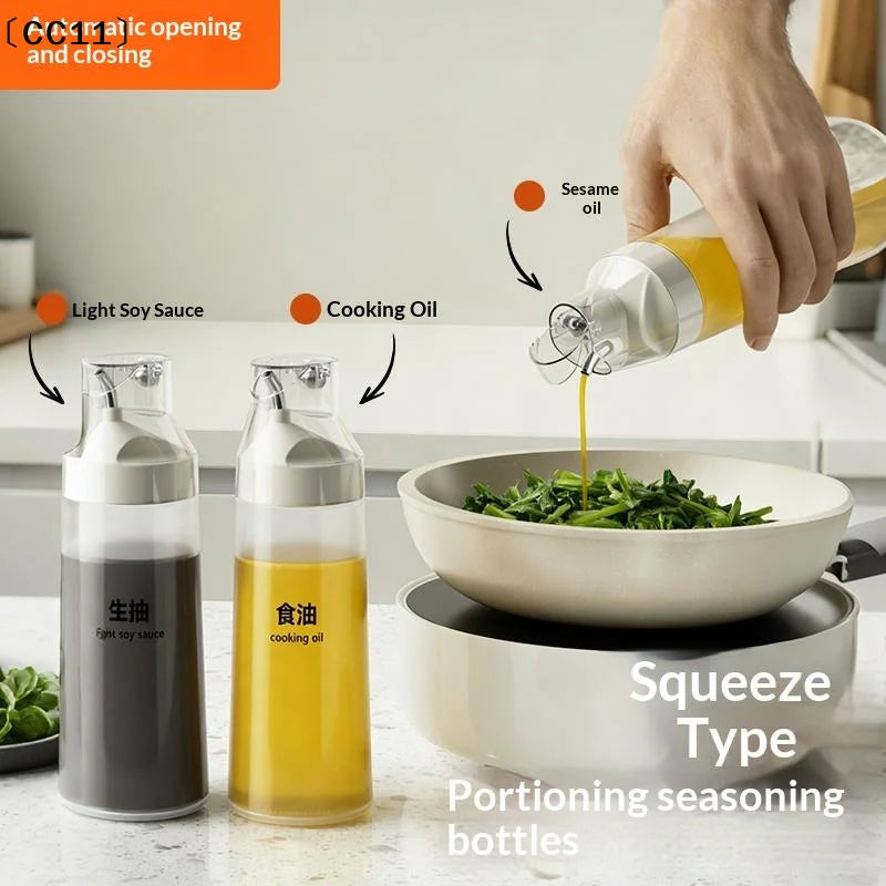 Automatic Opening Closing Squeeze Oil Bottle Household Condiment Dust Qme