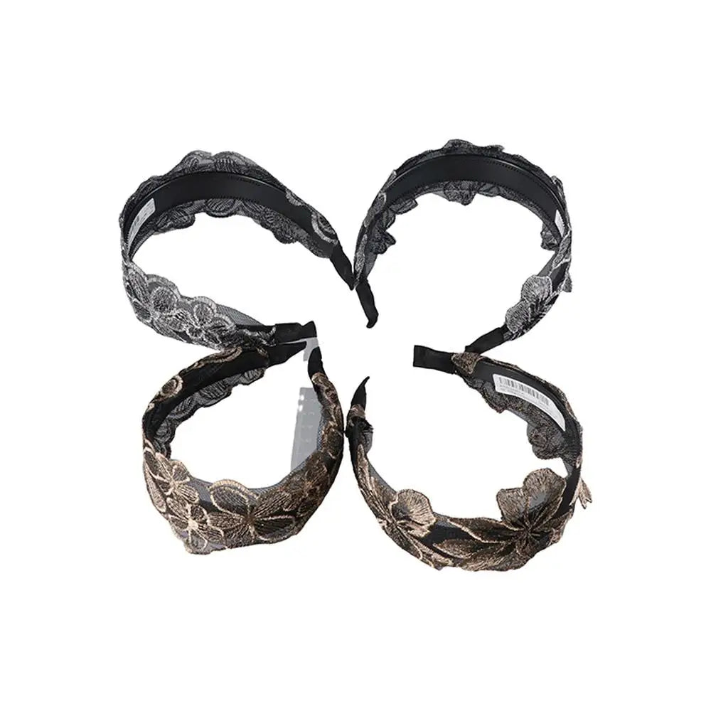 Retro Simple Summer Lace Flower Wash Face Women Hair Hoop Korean Wide Qme