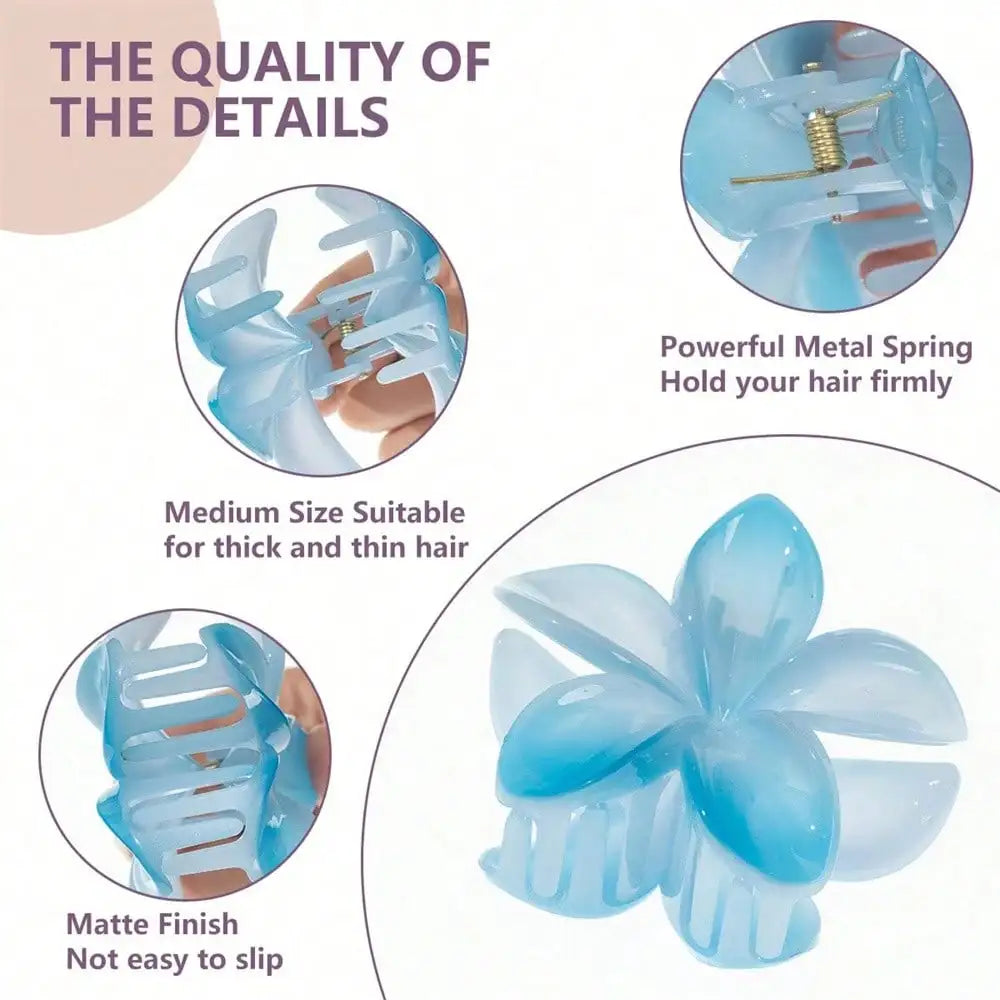 Summer Beach Flower Hair Claw Clips Thick Strong Fixation Non-slip Qme