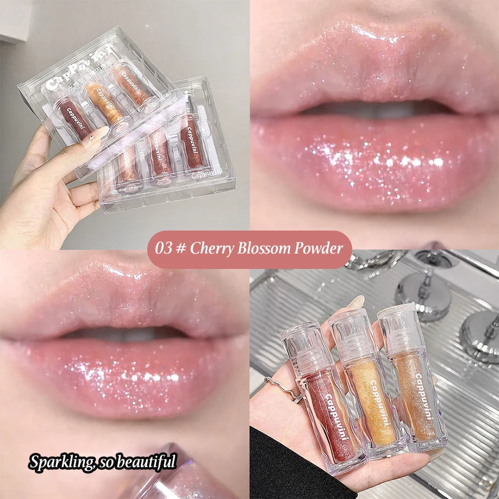 Moisturizing Glitter Lip Gloss-6 Colors Gloss Glossy Non-sticky Makeup Qme 03 Sakura Pink