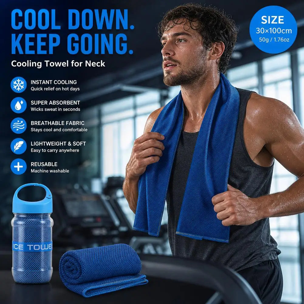 Ice Cool Neck Towel Cooling Soft Breathable Polyester Fabric Yoga Qme