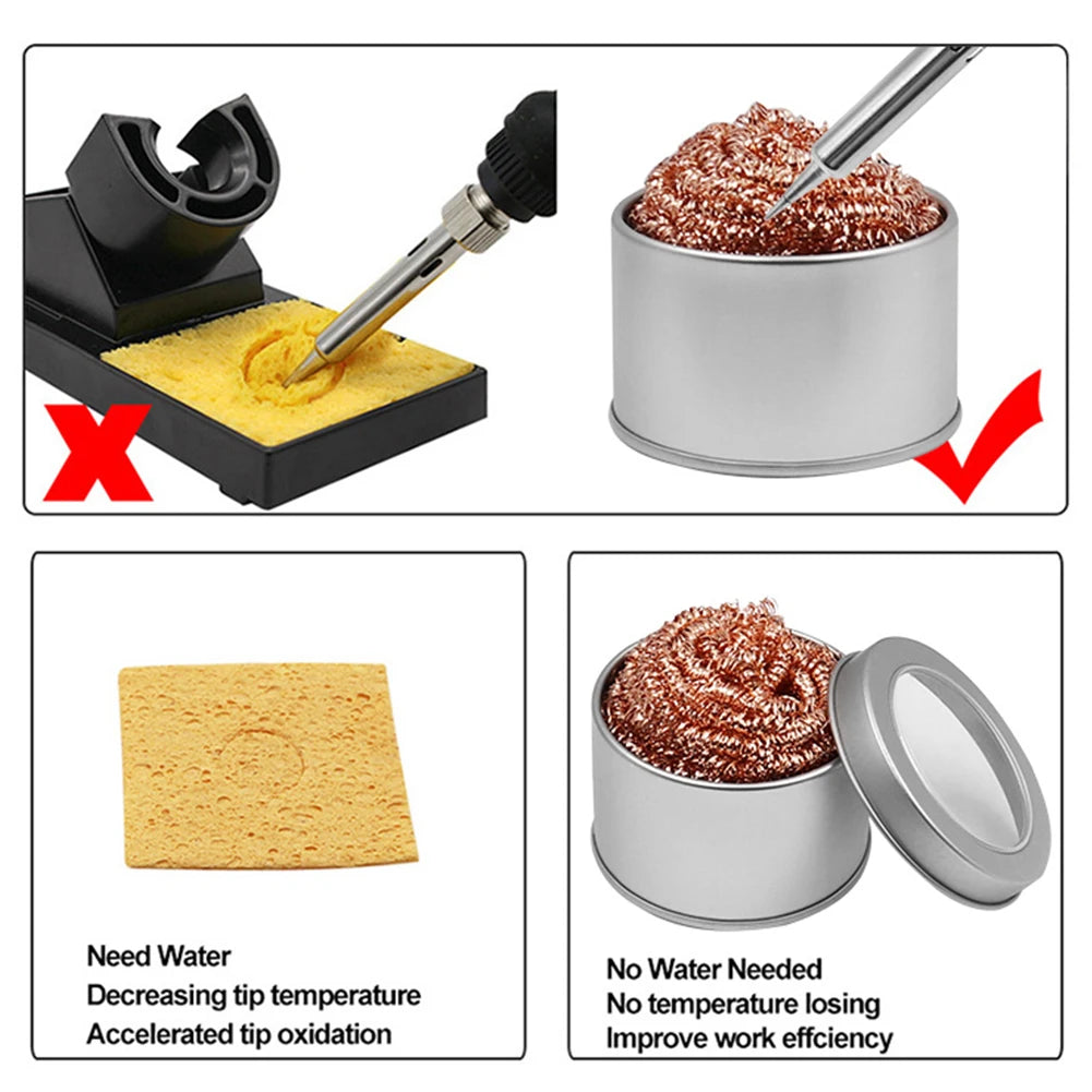 1 Pc Flexible Desoldering Cleaning Ball Soldering Iron Mesh Filter Copper Wire Cleaner Ball Stainless Steel Cleaning Nozzle Qme