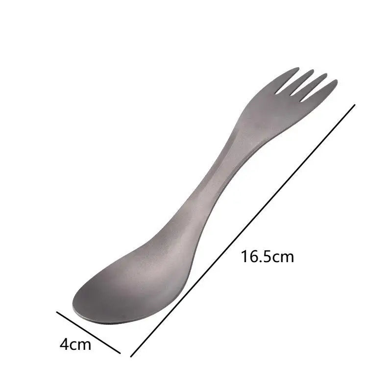 Portable Multi-function Fork Spoon Titanium Alloy Outdoor Camping Qme