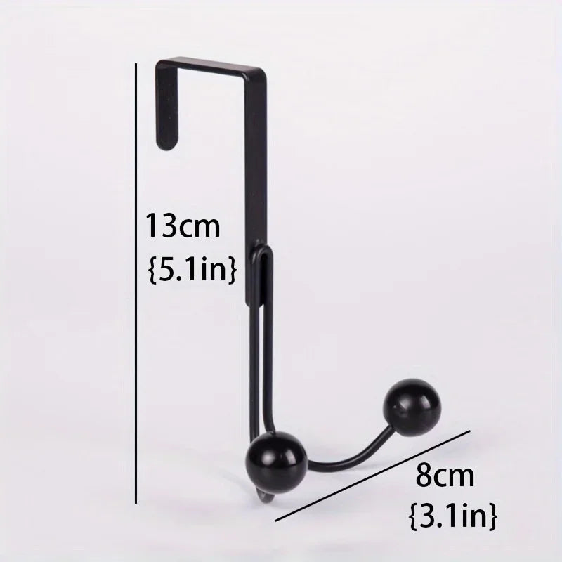 1pc, Iron Simple Door Hook, Nail-free Wardrobe Door Hook, Metal Craft Coat Multi-functional Double-headed Hook Qme