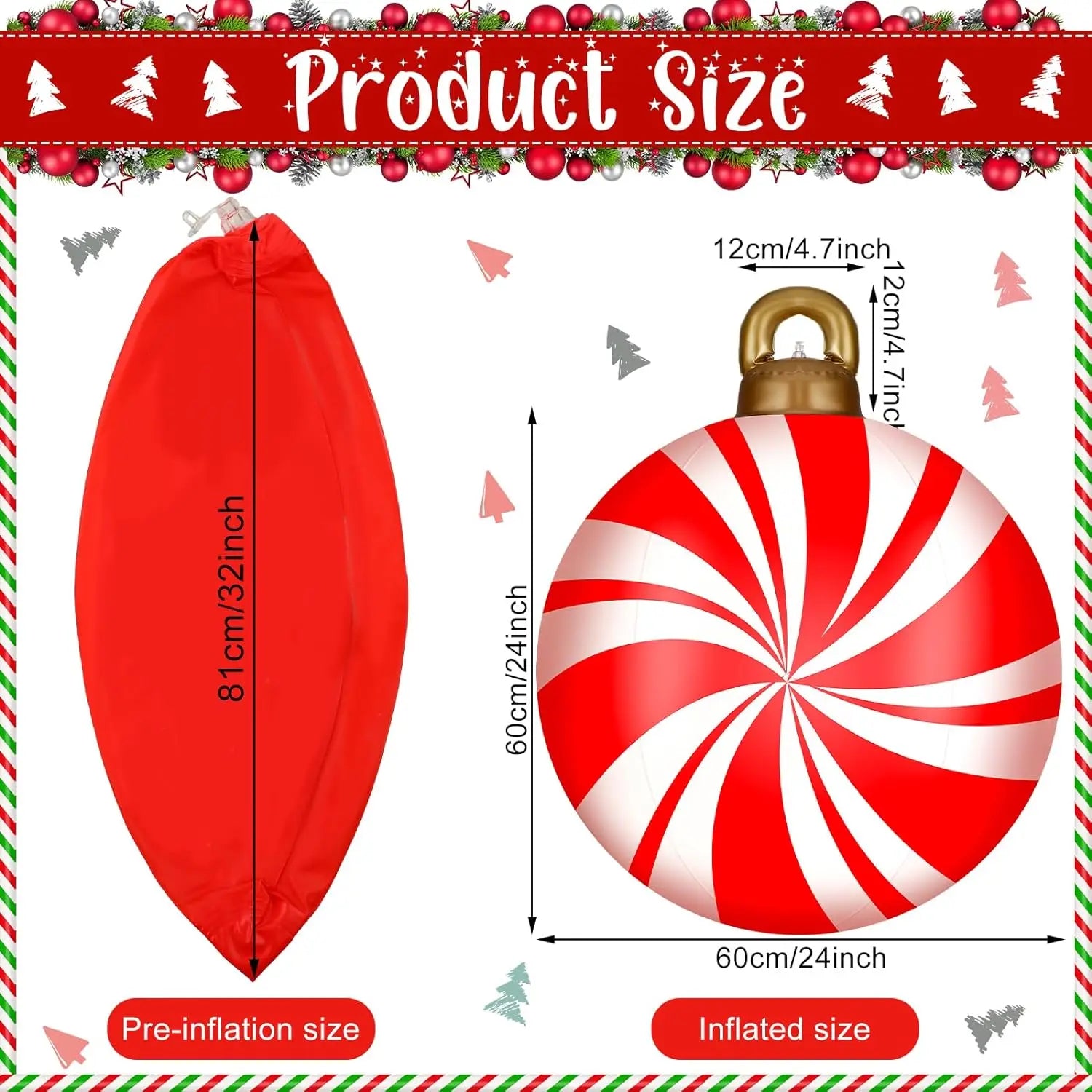 PVC inflatable 24-inch Christmas ball Christmas tree decoration Dance courtyard porch pavilion interior atmosphere decoration Qme