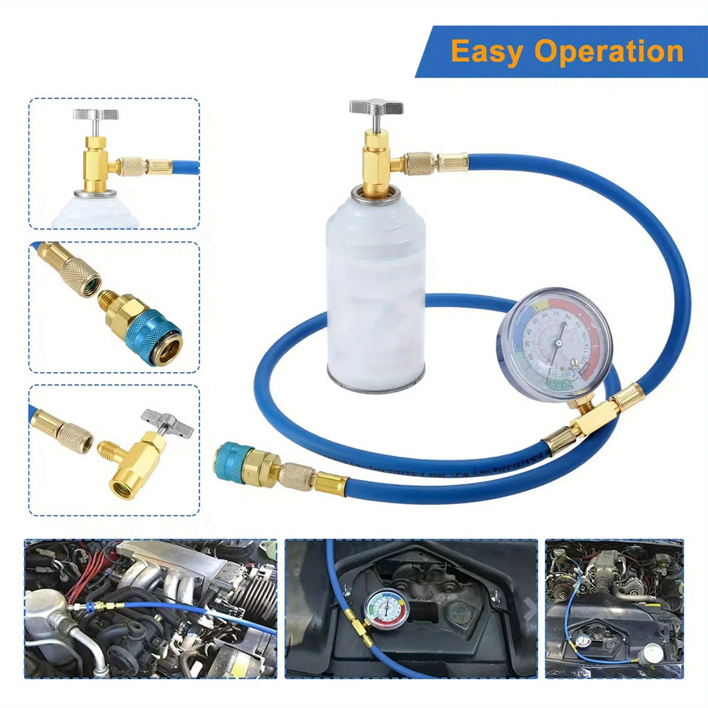 R134A Recharge Measuring Hose Can Tap Gauge Refrigerant Charging Pipe Qme