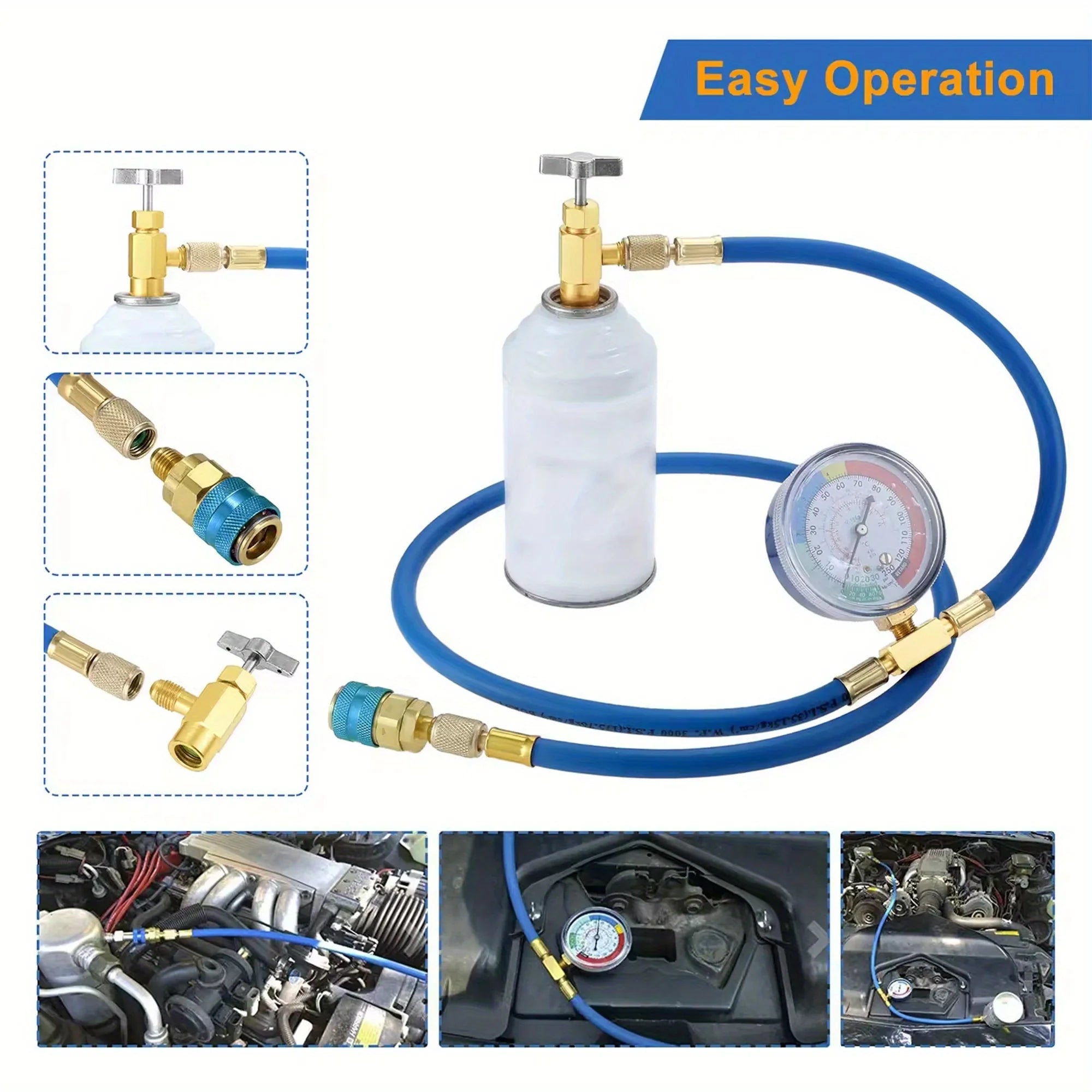 R134A Recharge Measuring Hose Can Tap Gauge Refrigerant Charging Pipe Qme
