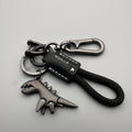 Cute Cartoon Little Dinosaur Keychain Exquisite Leather Rope Car Key Qme B with Black
