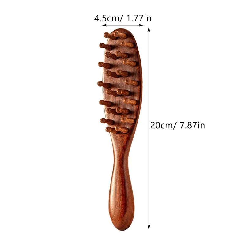 Natural Sandalwood Scalp Body Massage Comb Long-handle Wooden 22 Qme