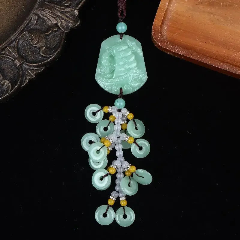 1pc Chinese Luck Car Accessory Rearview Mirror Pendant Suitable For For Asian Culture Decor & Driving Amulet Qme A2