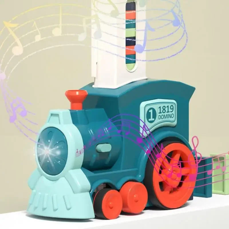 Domino Train for Kid Automatic Electric Laying Car Colorful Dominoes Set Educational Toys Blocks Birthday Gifts Boy Girls Child Qme