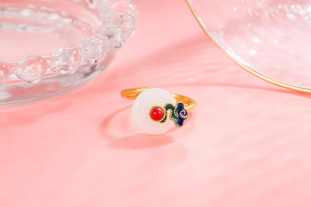 Fashion Hotan Jade Vintage Ring White Jade Beauty Lucky Ring Women's Leisure Travel Banquet Chinese Rings Jewelry Gift Qme