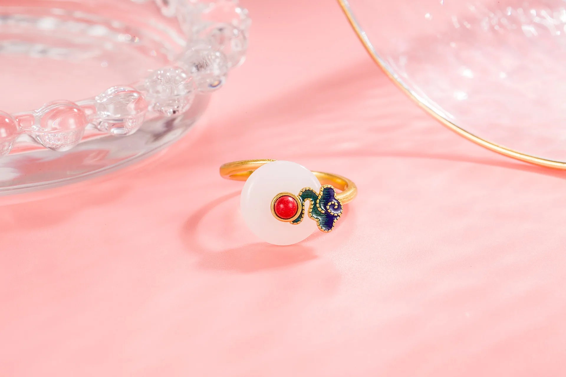 Fashion Hotan Jade Vintage Ring White Jade Beauty Lucky Ring Women's Leisure Travel Banquet Chinese Rings Jewelry Gift Qme