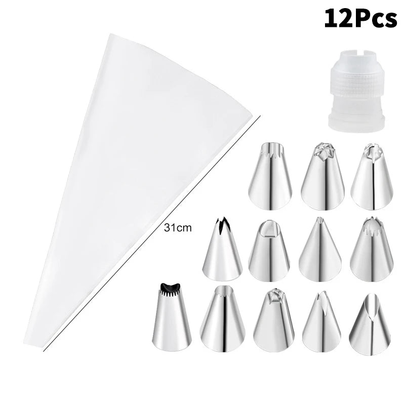 CC11Stainless Steel Piping Nozzle Kitchen Cake Icing Cream Decor Tool Qme 12 White