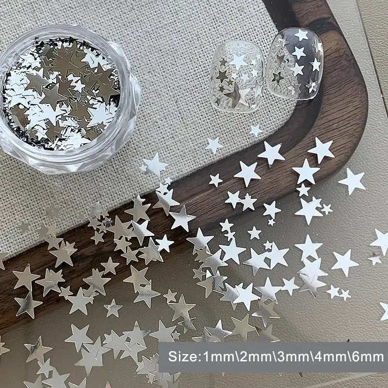Mixing Sparkling Star Nail Glitter Pentagram Decor Salon Design Cute Qme Silver